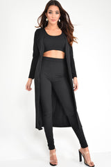Black Rib Crop Top Leggings Co-Ord - Elenah-Co-ords