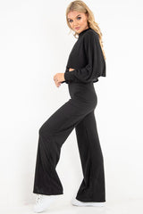 Black Rib Jersey Loungewear Co-Ord Set - Emsley-Co-ords