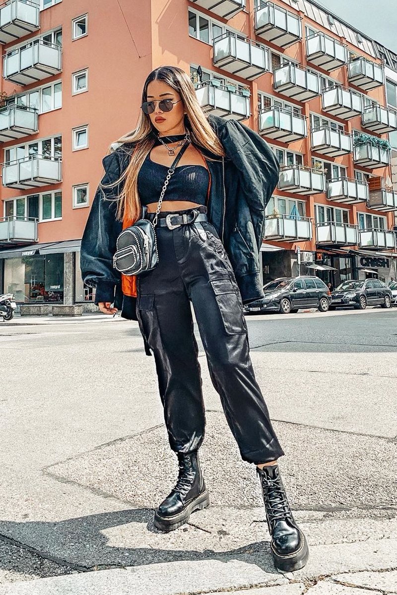 Black Rib Knit High Neck Cut Out Crop Top - Lucey-Crop Tops