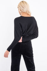 Black Rib Knit Paris Slogan Jumper - Khylah-Jumper