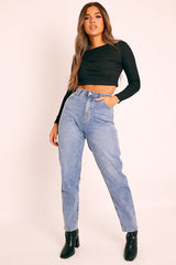 Black Ribbed Corset Under Bust Crop Top - Kalena-Tops