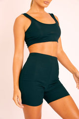 Black Ribbed Crop Top and Cycling Shorts Co-ord - Renny-Co-ords