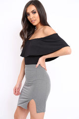 Black Ribbed Frill Bodysuit - Charl-Bodysuits