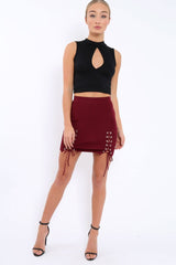 Black Ribbed High Neck Crop Top - Kamira-Tops