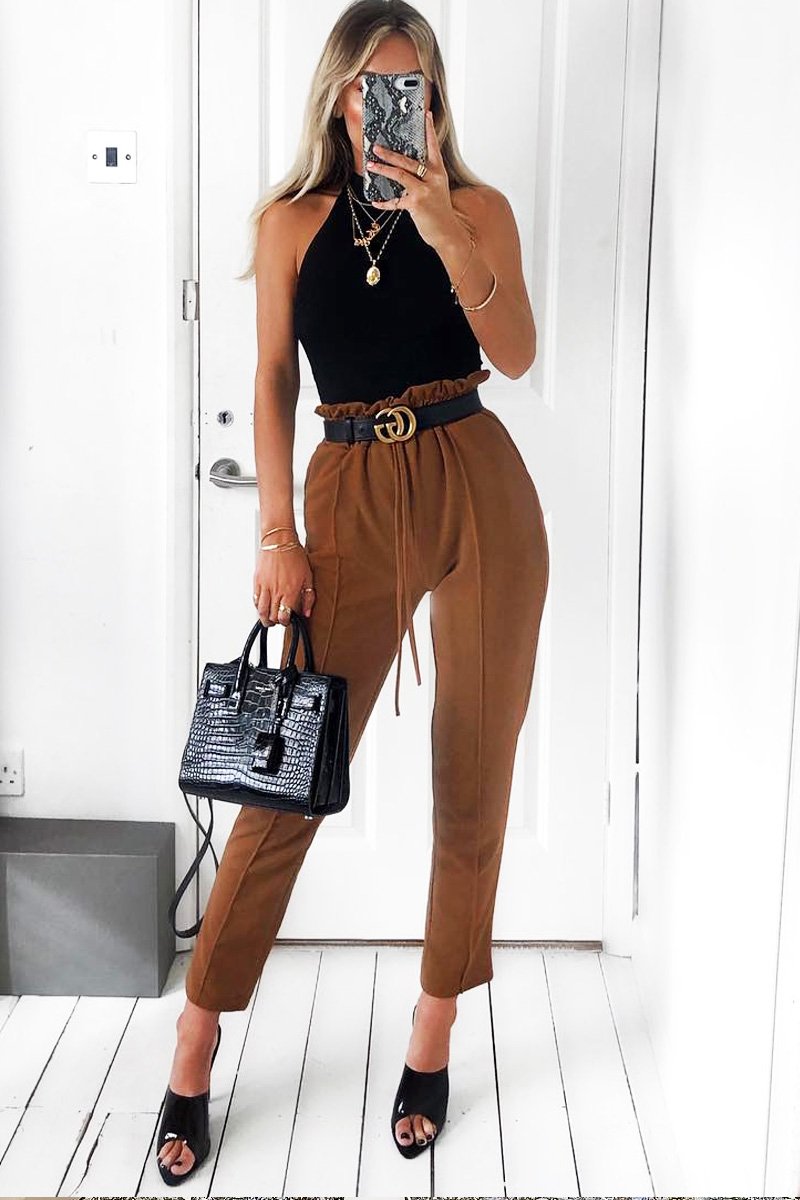 Black Ribbed High Neck Sleeveless Bodysuit - Electra-Bodysuits