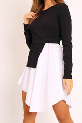 Black Ribbed Jumper Shirt Dress - Vita-Dresses