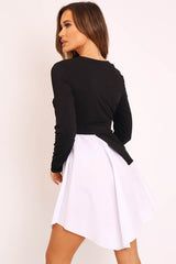 Black Ribbed Jumper Shirt Dress - Vita-Dresses