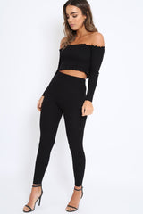 Black Ribbed Knit Co-ord - Luna-Co-ords