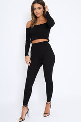 Black Ribbed Knit Co-ord - Luna-Co-ords