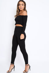 Black Ribbed Knit Co-ord - Luna-Co-ords