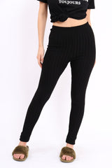 Black Ribbed Leggings - Penelope-Loungewear