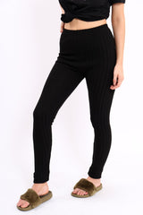 Black Ribbed Leggings - Penelope-Loungewear