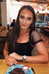 Black Ribbed Organza Puff Sleeve Top - Saleena-Tops