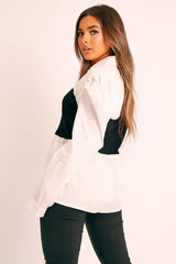 Black Ribbed Panel Puff Sleeve Shirt - Fionna-Shirts