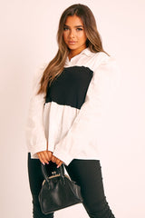 Black Ribbed Panel Puff Sleeve Shirt - Fionna-Shirts