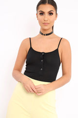 Black Ribbed Popper Front Bodysuit - Baylee-Bodysuits