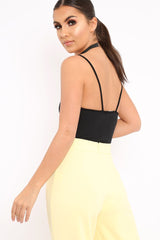 Black Ribbed Popper Front Bodysuit - Baylee-Bodysuits