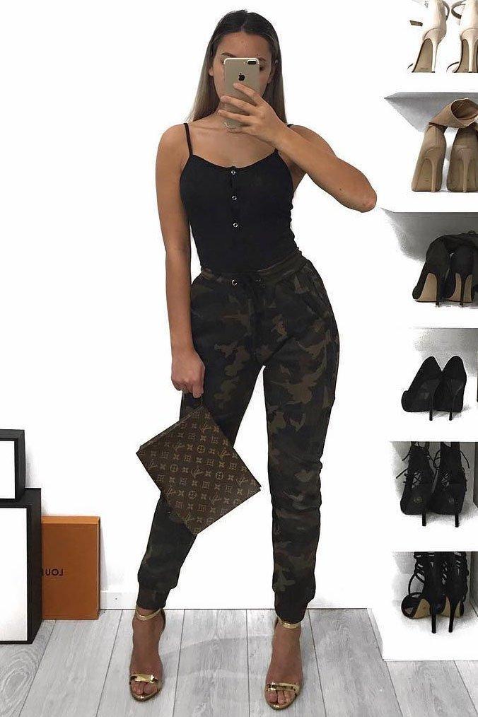 Black Ribbed Popper Front Bodysuit - Baylee-Bodysuits