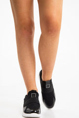 Black Ribbed Pull On Trainers - Frayda-Trainers