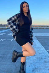 Black Ribbed Racer Midi Dress - Azra-Dresses