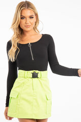 Black Ribbed Ring Zip Bodysuit - Odessie-Bodysuits