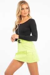 Black Ribbed Ring Zip Bodysuit - Odessie-Bodysuits