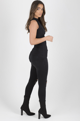 Black Ribbed Top - Lucy-Tops