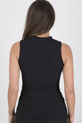 Black Ribbed Top - Lucy-Tops