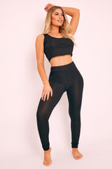 Black Ribbed Vest Leggings Loungewear Co-ord - Charlee-Loungewear
