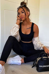 Black Ribbed Vest Leggings Loungewear Co-ord - Charlee-Loungewear