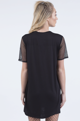 Black Ride Or Die Slogan Mesh T-Shirt Dress - Darcie-Dresses