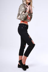 Black Ripped Boyfriend Jeans - Jazmine-Jeans