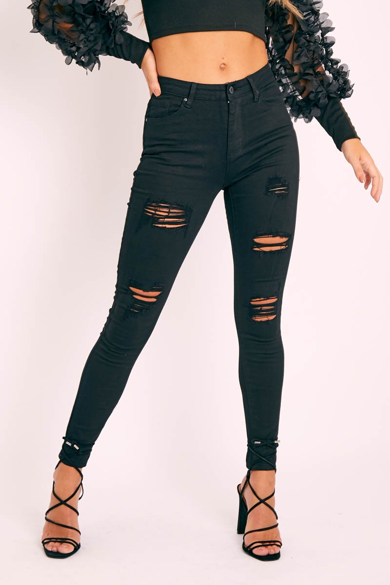 Black Ripped Skinny Jeans - Blair-Jeans