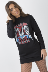 Black 'Rock And Roll' Graphic Print Jumper Dress - Lottie-Jumper