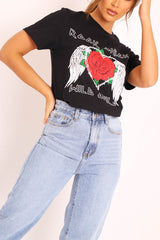 Black Rock Chick Graphic Printed T-shirt - Josee-T-shirt