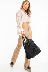 Black Rope Knotted Braid Detail Tote Bag - Farah-Bags
