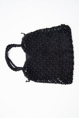 Black Rope Knotted Braid Detail Tote Bag - Farah-Bags