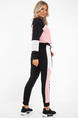Black Rose Colour Block Sweatshirt Tracksuit - Kazia-Tracksuits