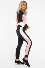 Black Rose Colour Block Sweatshirt Tracksuit - Kazia-Tracksuits