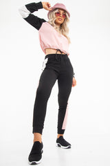 Black Rose Colour Block Sweatshirt Tracksuit - Kazia-Tracksuits