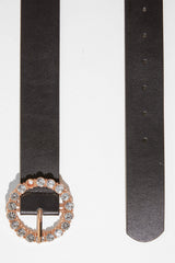 Black Rose Gold Diamante Buckle Belt - Ervie-Belts