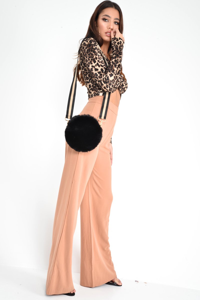 Black Round Faux Fur Cross Body Bag - Eriel-Bags