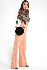 Black Round Faux Fur Cross Body Bag - Eriel-Bags