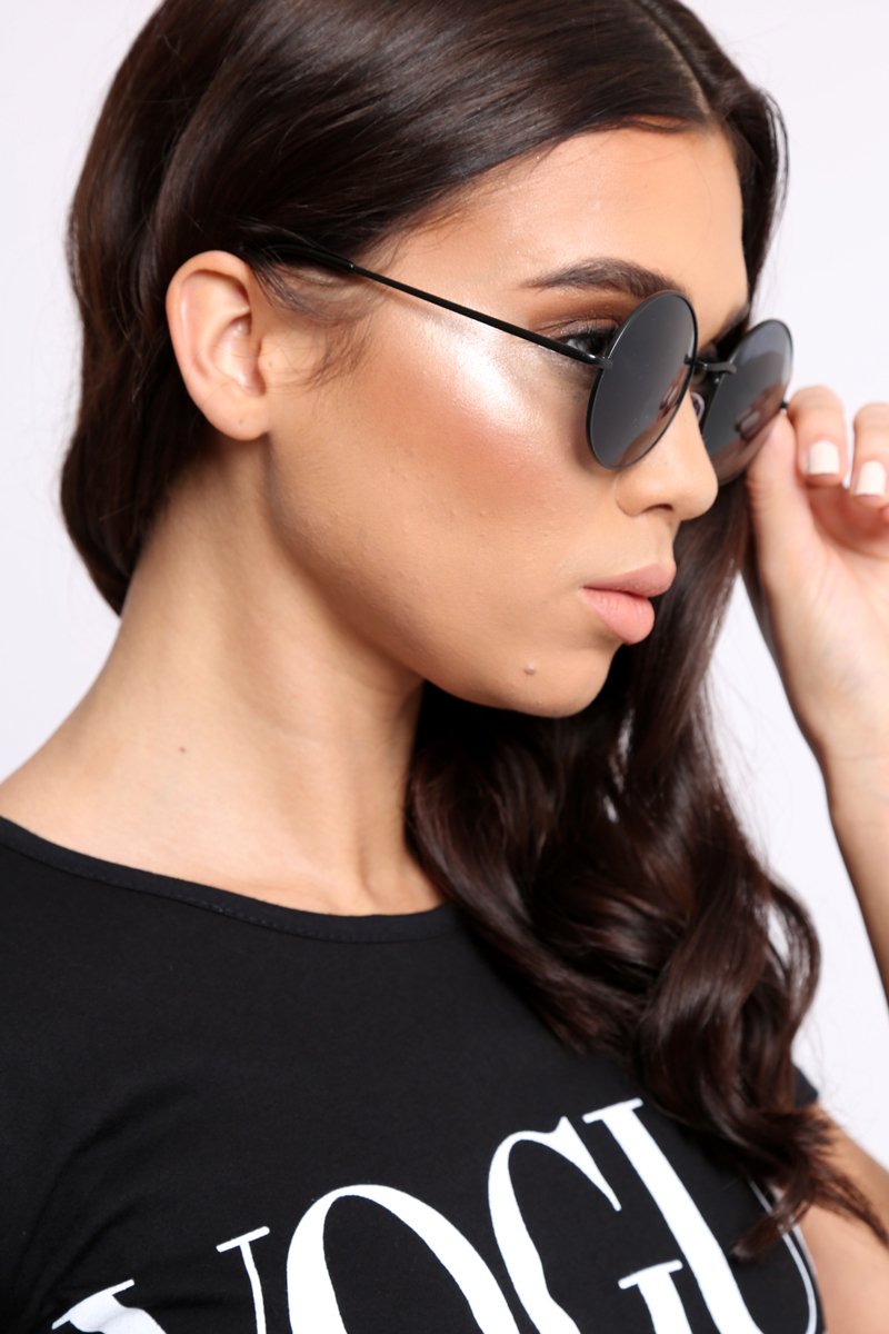 Black Round Nose Bridge 90's Sunglasses - Calyn-Sunglasses
