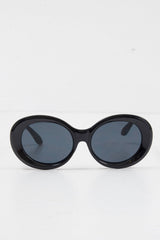 Black Rounded Oval Oversized Sunglasses - Chyna-Sunglasses