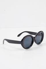 Black Rounded Oval Oversized Sunglasses - Chyna-Sunglasses