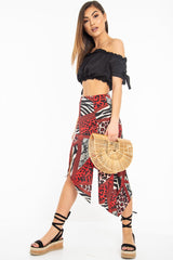 Black Ruched Bardot Gypsy Crop Top - Janette-Crop Tops