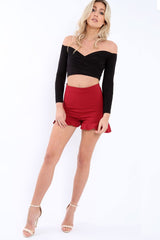 Black Ruched Crop Top - Tasmin-Sweatshirts