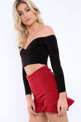 Black Ruched Crop Top - Tasmin-Sweatshirts
