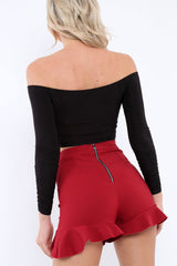 Black Ruched Crop Top - Tasmin-Sweatshirts